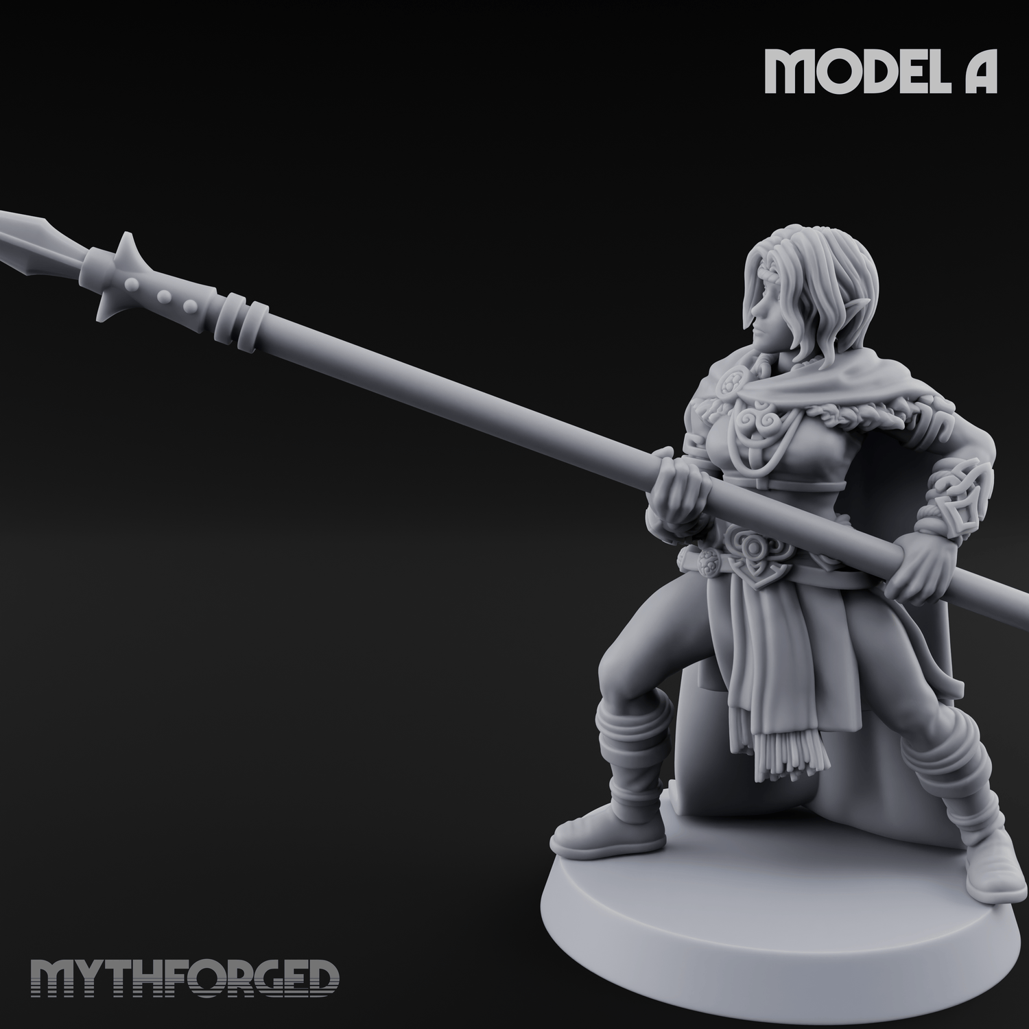 Spear Warden Elf Warriors A Miniature for Dungeons and Dragons, Pathfinder or other TTRPGs
