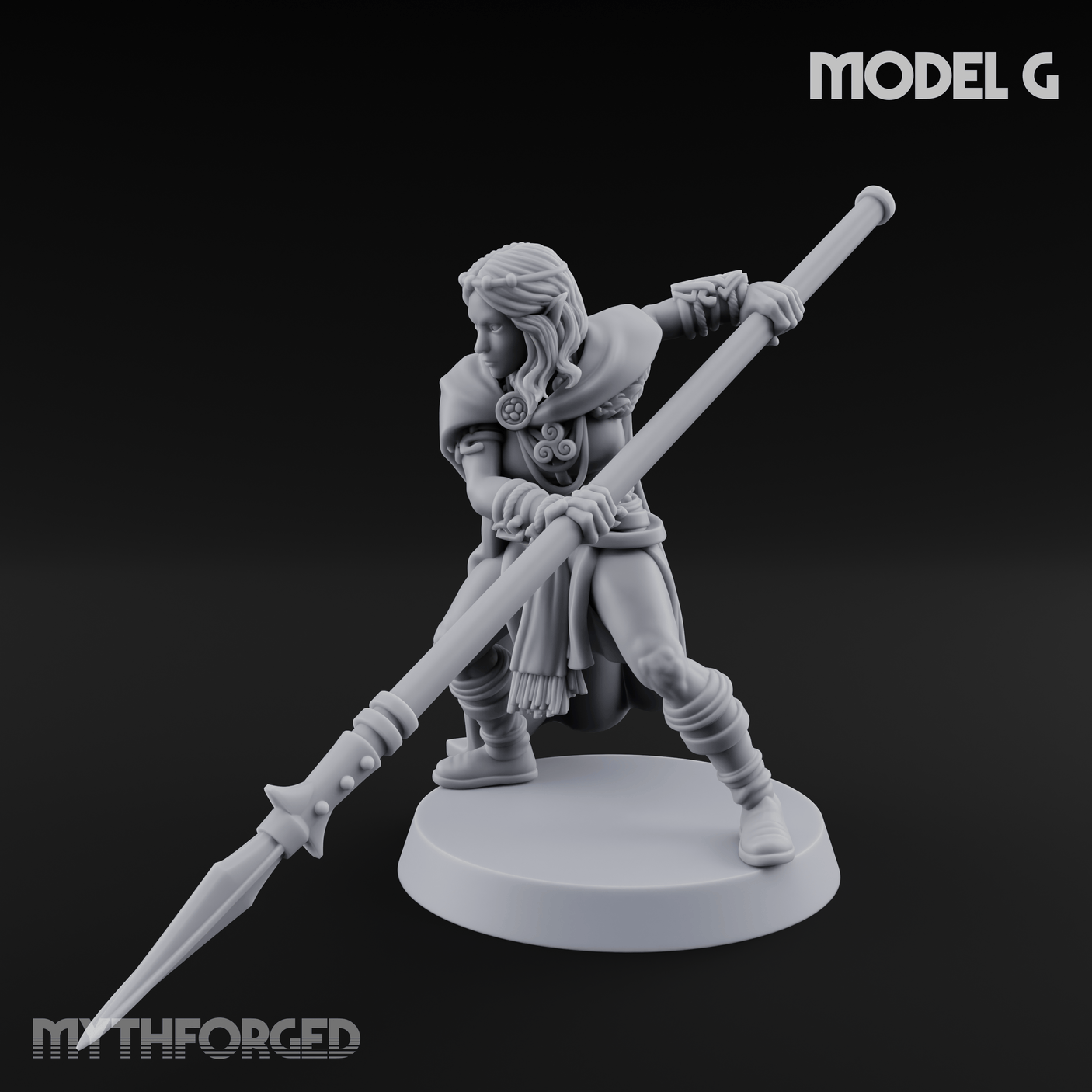 Spear Warden Elf Warriors G Miniature for Dungeons and Dragons, Pathfinder or other TTRPGs