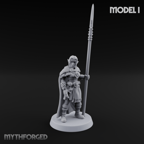 Spear Warden Elf Warriors I Miniature for Dungeons and Dragons, Pathfinder or other TTRPGs