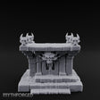 Demon-Faced Horn-Crowned Necromantic Stone Altar Miniature for Dungeons and Dragons, Pathfinder or other TTRPGs