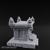 Demon-Faced Horn-Crowned Necromantic Stone Altar Miniature for Dungeons and Dragons, Pathfinder or other TTRPGs