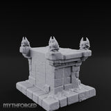 Demon-Faced Horn-Crowned Necromantic Stone Altar Miniature for Dungeons and Dragons, Pathfinder or other TTRPGs