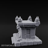 Demon-Faced Horn-Crowned Necromantic Stone Altar Miniature for Dungeons and Dragons, Pathfinder or other TTRPGs