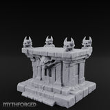 Demon-Faced Horn-Crowned Necromantic Stone Altar Miniature for Dungeons and Dragons, Pathfinder or other TTRPGs