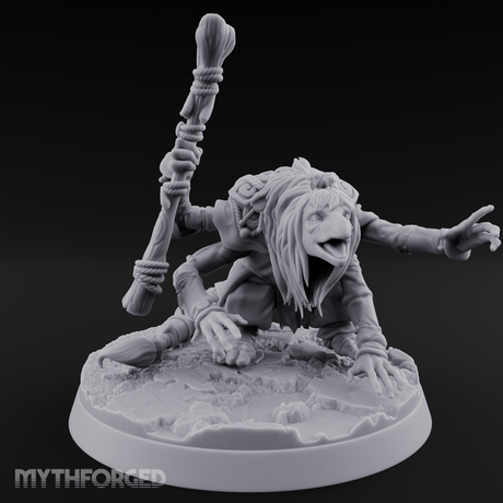 Wand Raised Cackling Goblin Sorcerer Miniature for Dungeons and Dragons, Pathfinder or other TTRPGs
