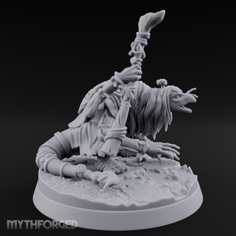 Wand Raised Cackling Goblin Sorcerer Miniature for Dungeons and Dragons, Pathfinder or other TTRPGs