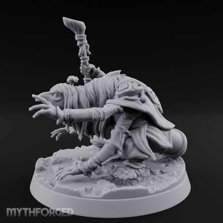 Wand Raised Cackling Goblin Sorcerer Miniature for Dungeons and Dragons, Pathfinder or other TTRPGs