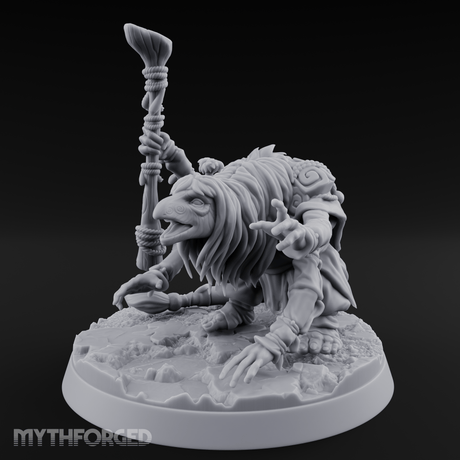 Wand Raised Cackling Goblin Sorcerer Miniature for Dungeons and Dragons, Pathfinder or other TTRPGs