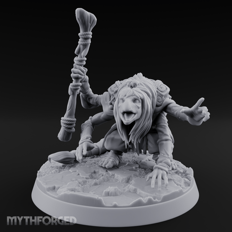 Wand Raised Cackling Goblin Sorcerer Miniature for Dungeons and Dragons, Pathfinder or other TTRPGs