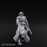 Dog Leash Tugging Human Man-at-Arms Miniature for Dungeons and Dragons, Pathfinder or other TTRPGs