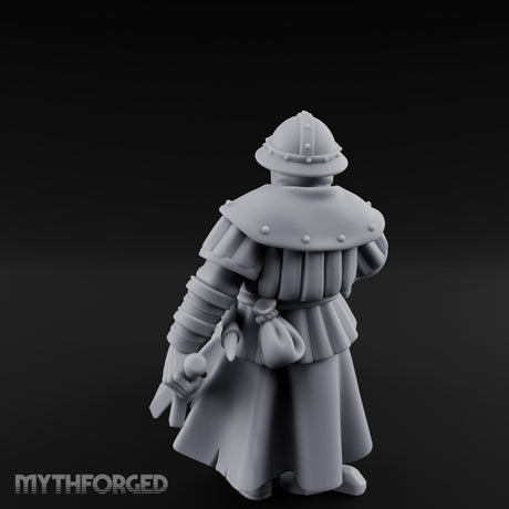 Dog Leash Tugging Human Man-at-Arms Miniature for Dungeons and Dragons, Pathfinder or other TTRPGs
