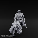 Dog Leash Tugging Human Man-at-Arms Miniature for Dungeons and Dragons, Pathfinder or other TTRPGs