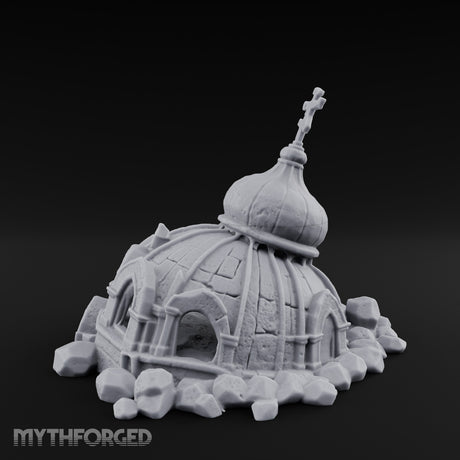 Dome-Capped Rubble-Ringed Onion Dome Temple Ruins Miniature for Dungeons and Dragons, Pathfinder or other TTRPGs