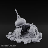 Dome-Capped Rubble-Ringed Onion Dome Temple Ruins Miniature for Dungeons and Dragons, Pathfinder or other TTRPGs