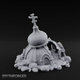 Dome-Capped Rubble-Ringed Onion Dome Temple Ruins Miniature for Dungeons and Dragons, Pathfinder or other TTRPGs