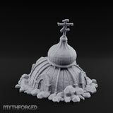 Dome-Capped Rubble-Ringed Onion Dome Temple Ruins Miniature for Dungeons and Dragons, Pathfinder or other TTRPGs