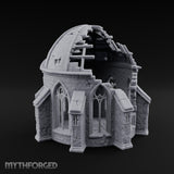 Dome-Shattered Tracery-Arched Observatory Chapel Ruins Miniature for Dungeons and Dragons, Pathfinder or other TTRPGs