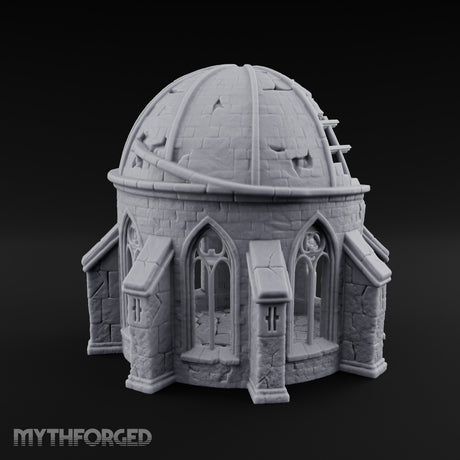 Dome-Shattered Tracery-Arched Observatory Chapel Ruins Miniature for Dungeons and Dragons, Pathfinder or other TTRPGs