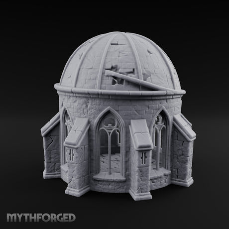 Dome-Shattered Tracery-Arched Observatory Chapel Ruins Miniature for Dungeons and Dragons, Pathfinder or other TTRPGs