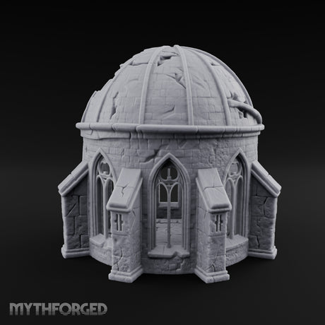 Dome-Shattered Tracery-Arched Observatory Chapel Ruins Miniature for Dungeons and Dragons, Pathfinder or other TTRPGs