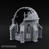 Dome-Shattered Tracery-Arched Observatory Chapel Ruins Miniature for Dungeons and Dragons, Pathfinder or other TTRPGs