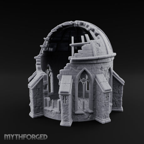 Dome-Shattered Tracery-Arched Observatory Chapel Ruins Miniature for Dungeons and Dragons, Pathfinder or other TTRPGs