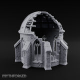 Dome-Shattered Tracery-Arched Observatory Chapel Ruins Miniature for Dungeons and Dragons, Pathfinder or other TTRPGs