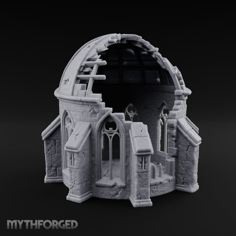 Dome-Shattered Tracery-Arched Observatory Chapel Ruins Miniature for Dungeons and Dragons, Pathfinder or other TTRPGs