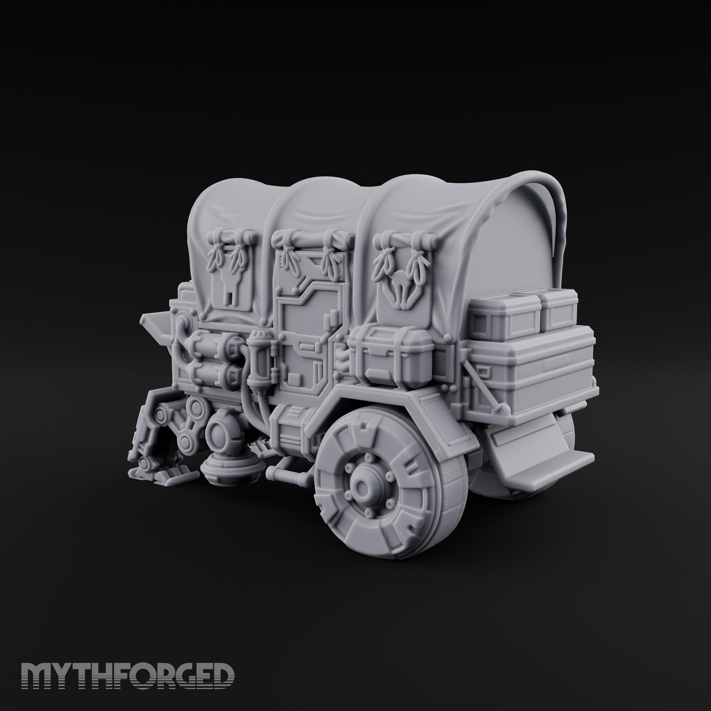 Dome-Topped Piston-Vented Sci-Fi Walker Transport Miniature for Dungeons and Dragons, Pathfinder or other TTRPGs