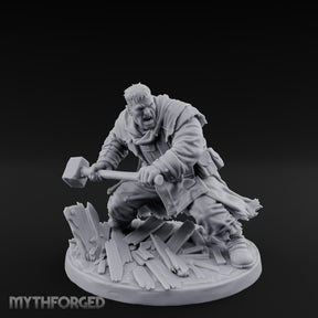 Door Smashing Maul Swinging Human Brute Miniature for Dungeons and Dragons, Pathfinder or other TTRPGs