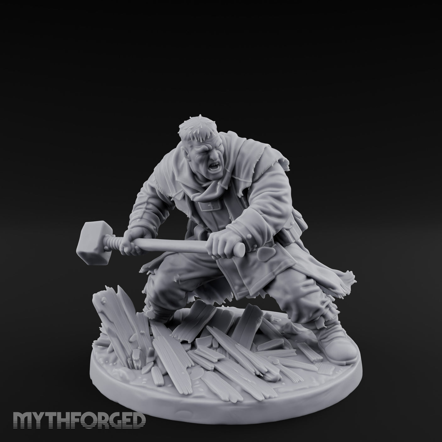 Door Smashing Maul Swinging Human Brute Miniature for Dungeons and Dragons, Pathfinder or other TTRPGs