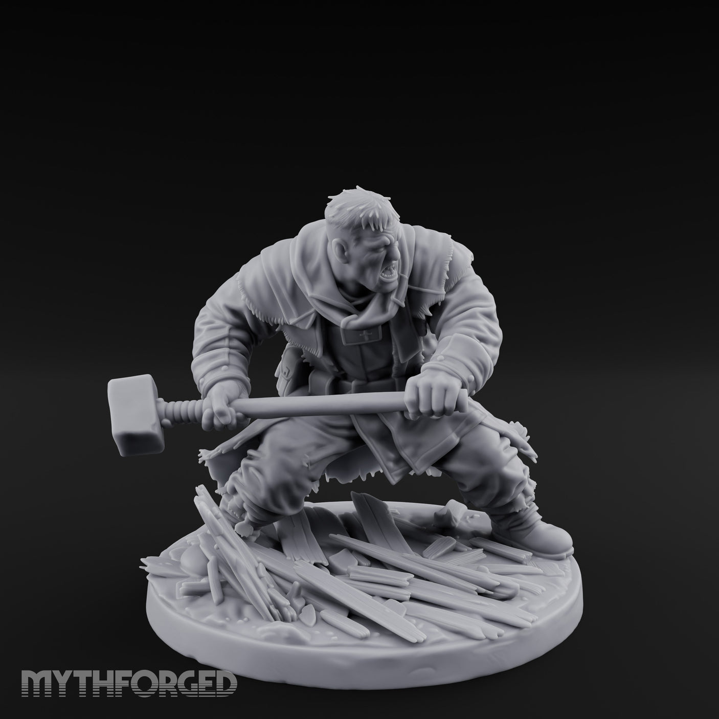 Door Smashing Maul Swinging Human Brute Miniature for Dungeons and Dragons, Pathfinder or other TTRPGs