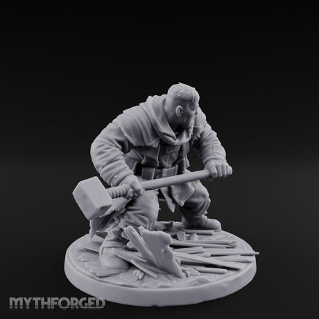 Door Smashing Maul Swinging Human Brute Miniature for Dungeons and Dragons, Pathfinder or other TTRPGs
