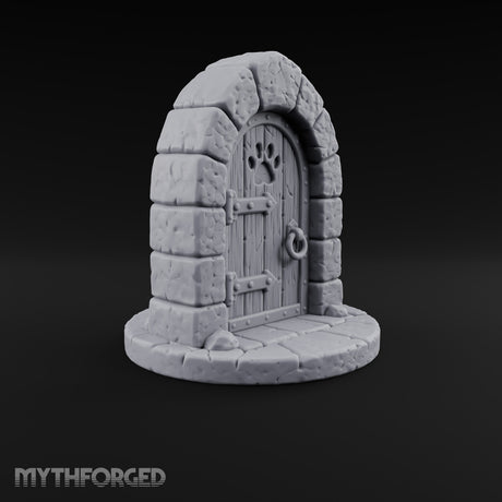 The Knock Came After Midnight Paw-Cutout Stone Arch Door