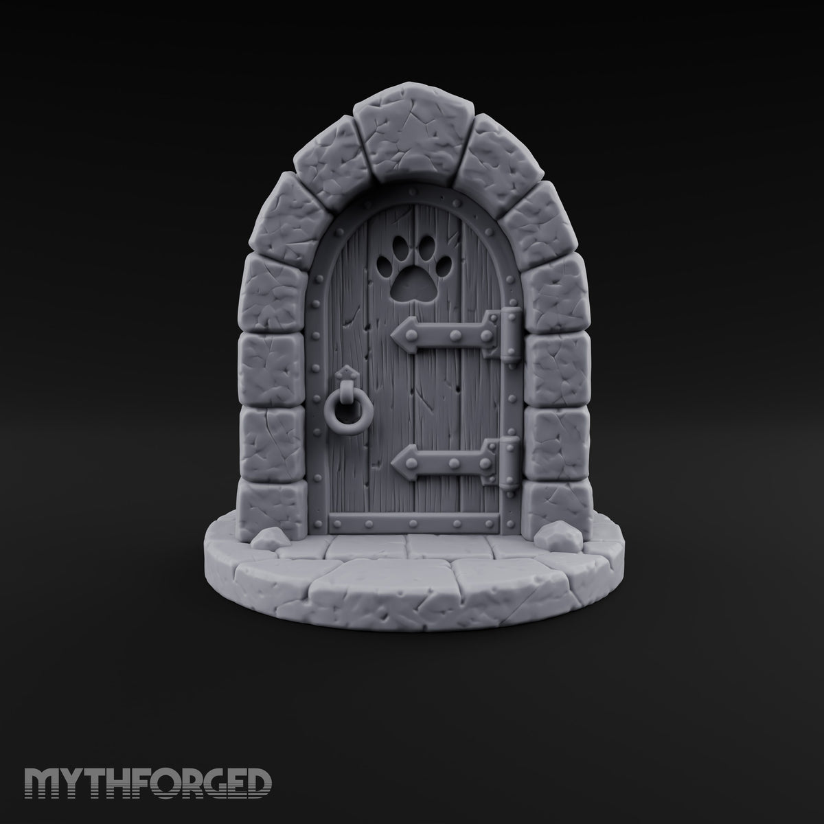 The Knock Came After Midnight Paw-Cutout Stone Arch Door
