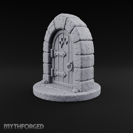 The Knock Came After Midnight Paw-Cutout Stone Arch Door