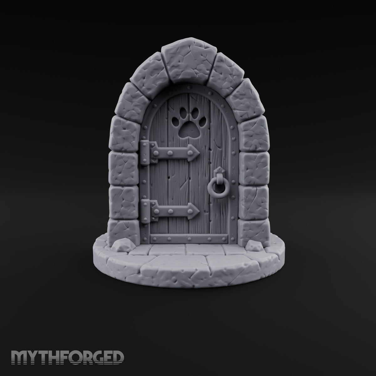 The Knock Came After Midnight Paw-Cutout Stone Arch Door