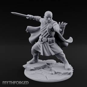 Palm Raised Casting Human Monk Miniature for Dungeons and Dragons, Pathfinder or other TTRPGs
