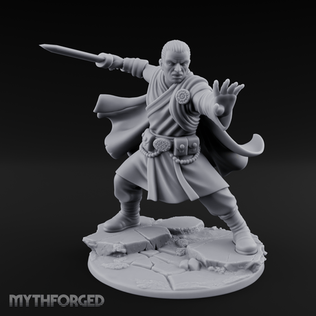 Palm Raised Casting Human Monk Miniature for Dungeons and Dragons, Pathfinder or other TTRPGs
