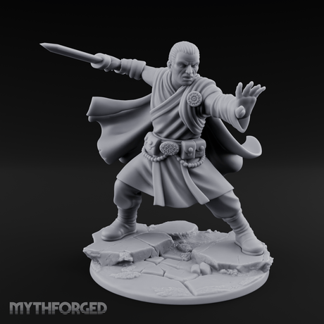 Palm Raised Casting Human Monk Miniature for Dungeons and Dragons, Pathfinder or other TTRPGs