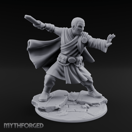 Palm Raised Casting Human Monk Miniature for Dungeons and Dragons, Pathfinder or other TTRPGs