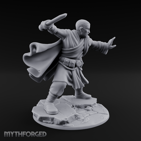 Palm Raised Casting Human Monk Miniature for Dungeons and Dragons, Pathfinder or other TTRPGs