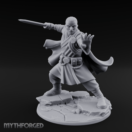 Palm Raised Casting Human Monk Miniature for Dungeons and Dragons, Pathfinder or other TTRPGs
