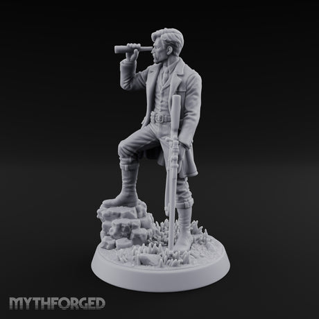 Spotted Before He Fires Human Scout with Spyglass and Scoped Rifle
