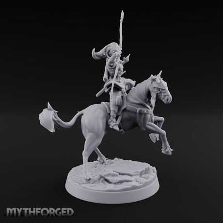 Wyrm Tracked, Bowstring Drawn Elf Mounted Archer