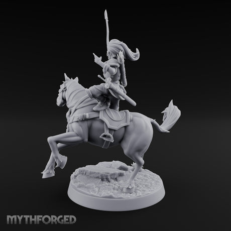 Wyrm Tracked, Bowstring Drawn Elf Mounted Archer