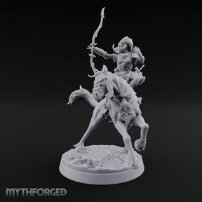 Wyrm Tracked, Bowstring Drawn Elf Mounted Archer