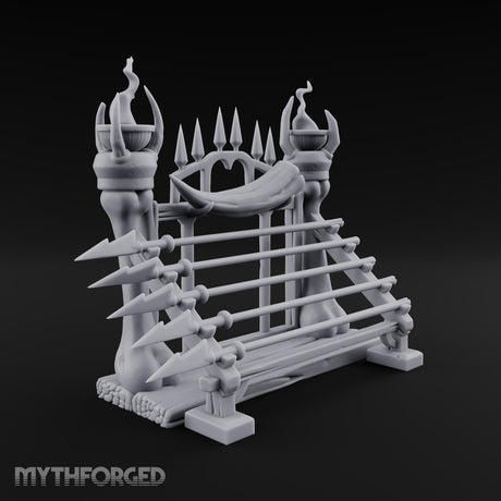 Torches Lit Wooden Ballista Bolt Rack