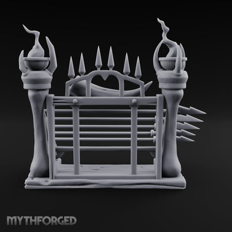 Torches Lit Wooden Ballista Bolt Rack