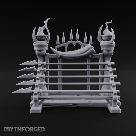 Torches Lit Wooden Ballista Bolt Rack